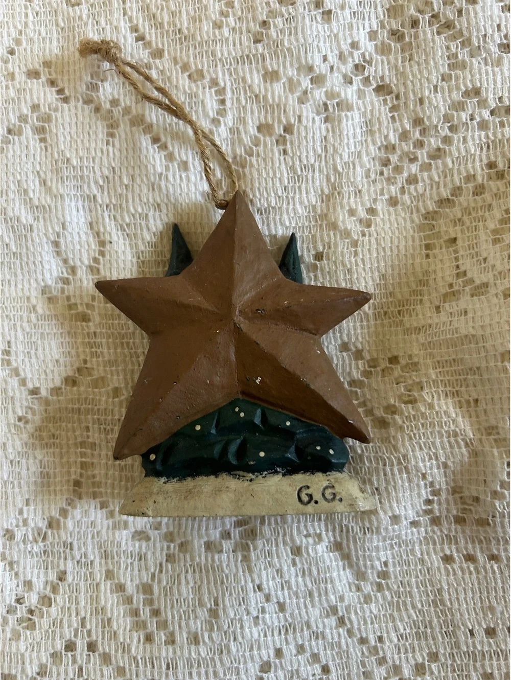 Hand-Carved Wooden Christmas Ornaments Set of 3